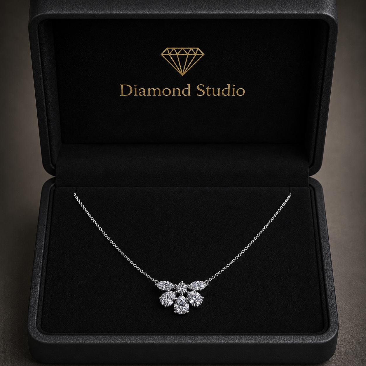 1.55 Ct Round Pear Marquise Cut Diamond Chain Necklace VS1 D-F White Gold 14k