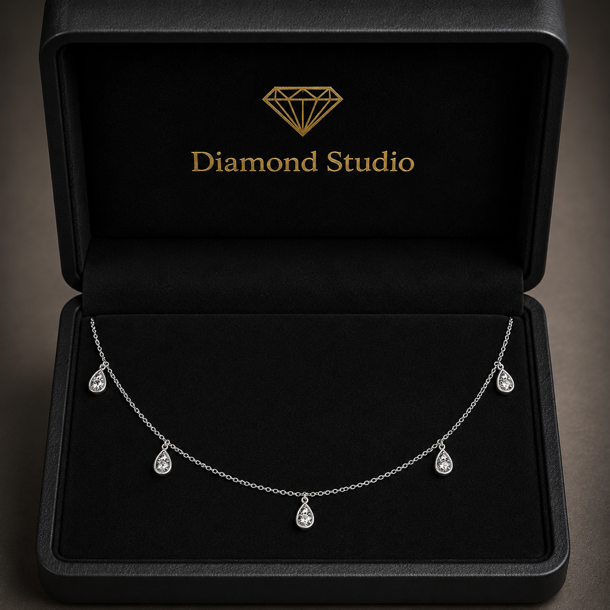 0.8 Ct Pear Cut Diamond Chain Necklace VS1 D-F White Gold 14k