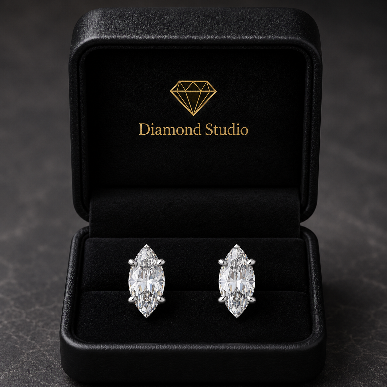2 Ct Marquise Cut Basket Stud Diamond Earrings VS1 D Screw Back