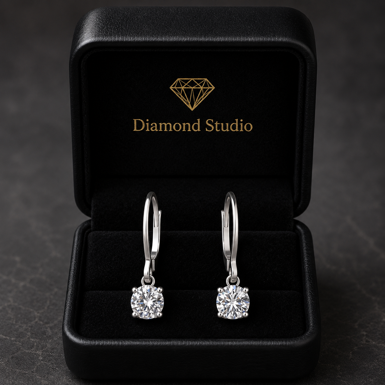 1 Ct Princess Cut Diamond Earrings VS1 D Leverback White Gold 14k