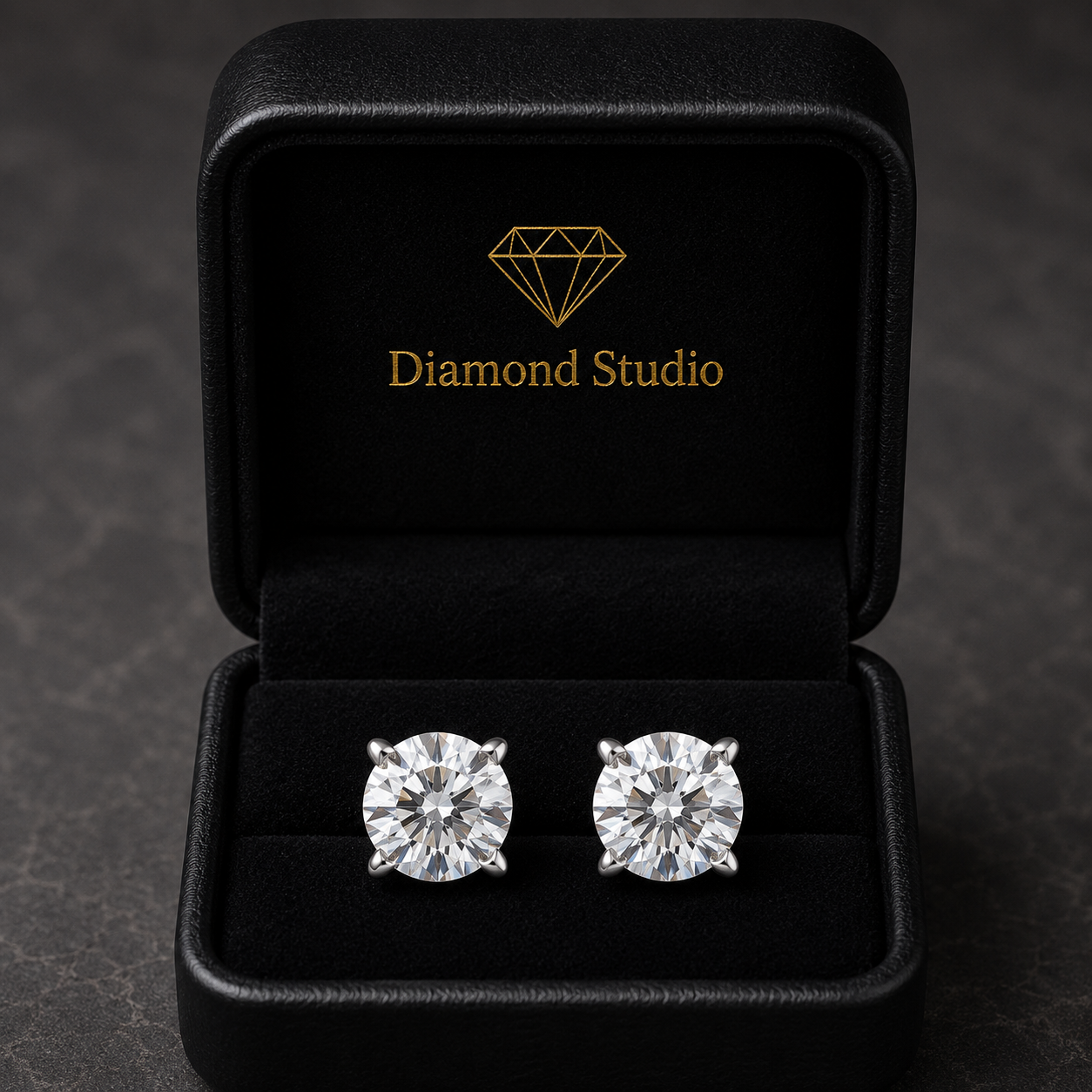 6 Ct Round Cut Basket Stud Diamond Earrings VS1 D Screw Back 14k