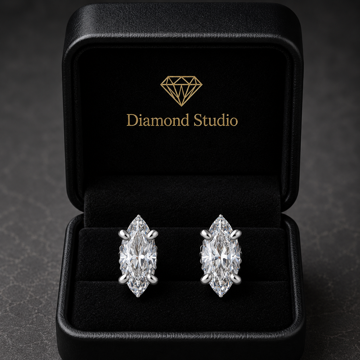 2.5 Ct Marquise Cut Basket Stud Diamond Earrings VS1 D Screw Back
