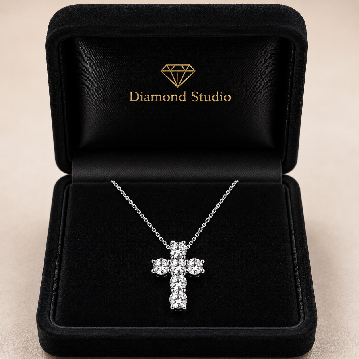 5 CTW Round Lab Grown Diamond Petite Cross Pendant VS1 D–F White Gold 14K