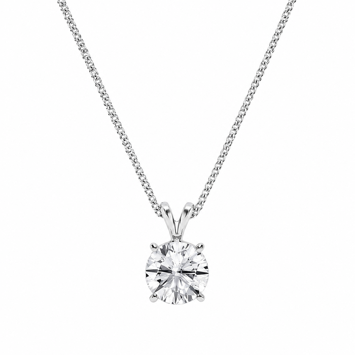 2.00 Carat Round Lab-Grown Diamond Split Bail Solitaire Pendant – VS1 Clarity, D–F Color, 14K White Gold with Adjustable Chain — product image