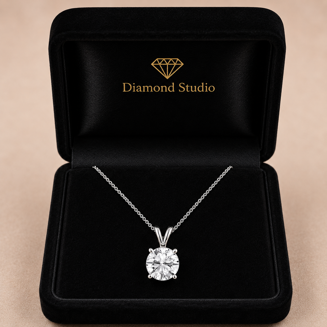 2.00 Carat Round Lab-Grown Diamond Split Bail Solitaire Pendant – VS1 Clarity, D–F Color, 14K White Gold with Adjustable Chain