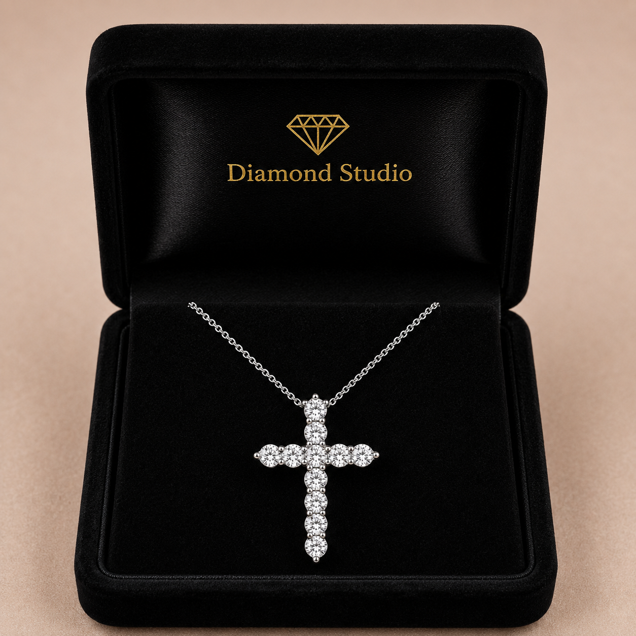 3.00 Carat Round Cut Lab-Grown Diamond Cross Pendant VS1 D-F 14K White Gold with Adjustable Chain