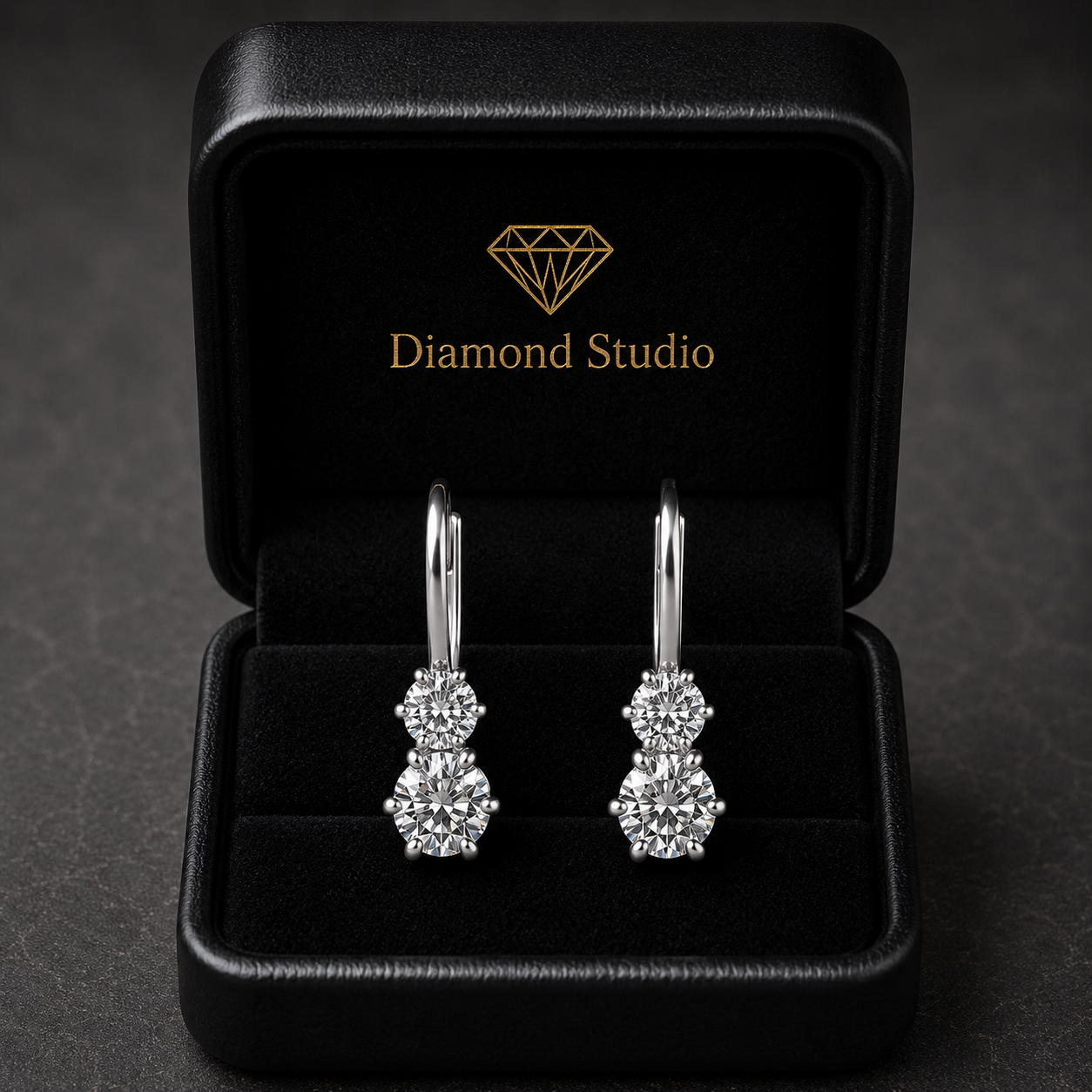 3 Ct Round Cut 6 Prong Stacked Diamond Earrings VS1 D Leverback