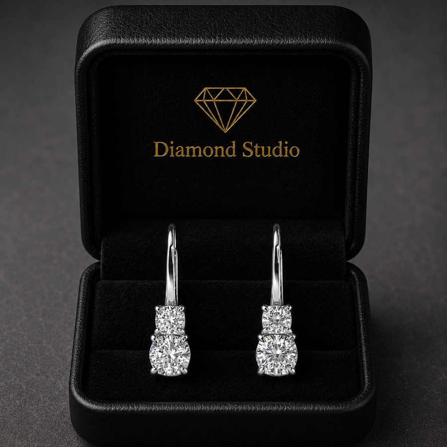 3 Ct Cushion Cut 6 Prong Stacked Diamond Earrings VS1 D Leverback