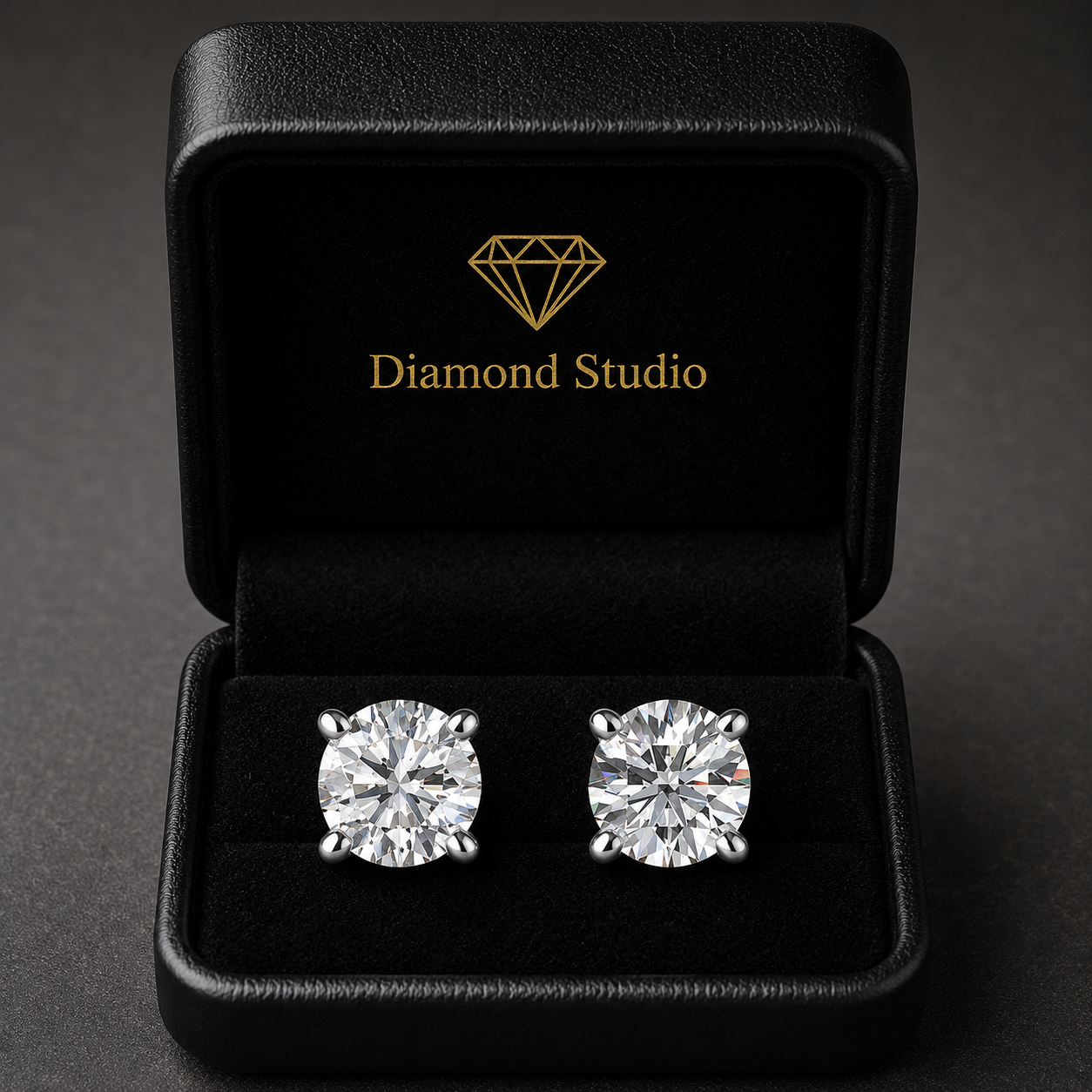 2.5 Ct Round Cut Basket Stud Diamond Earrings VS1 D Screw Back
