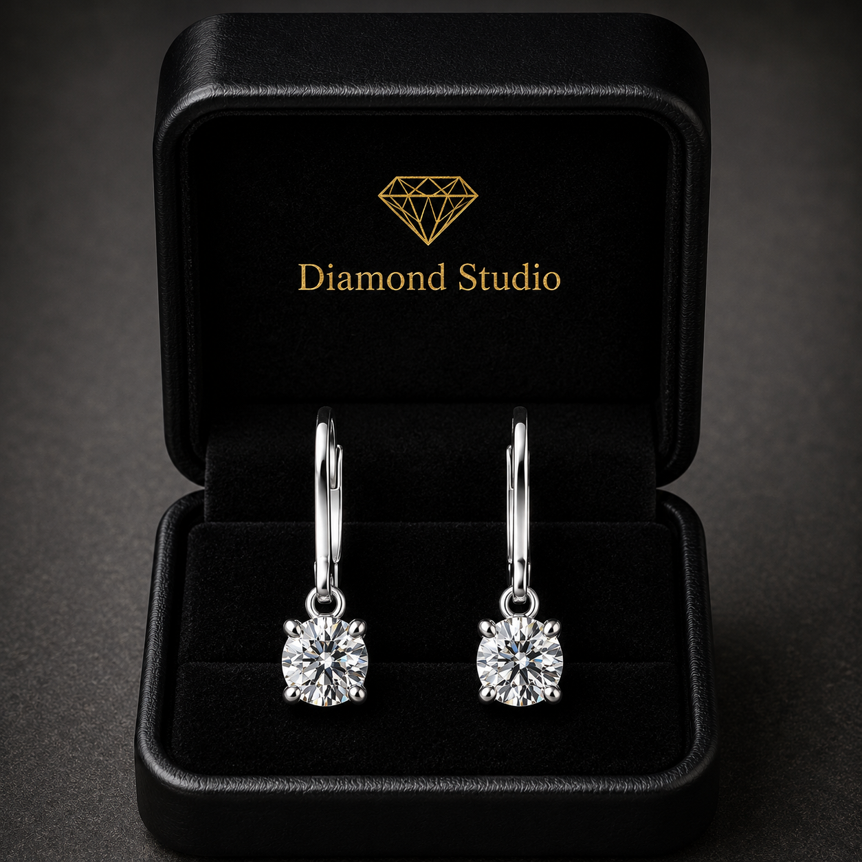 4 Ct Round Cut Diamond Earrings VS1 D Leverback White Gold 14k