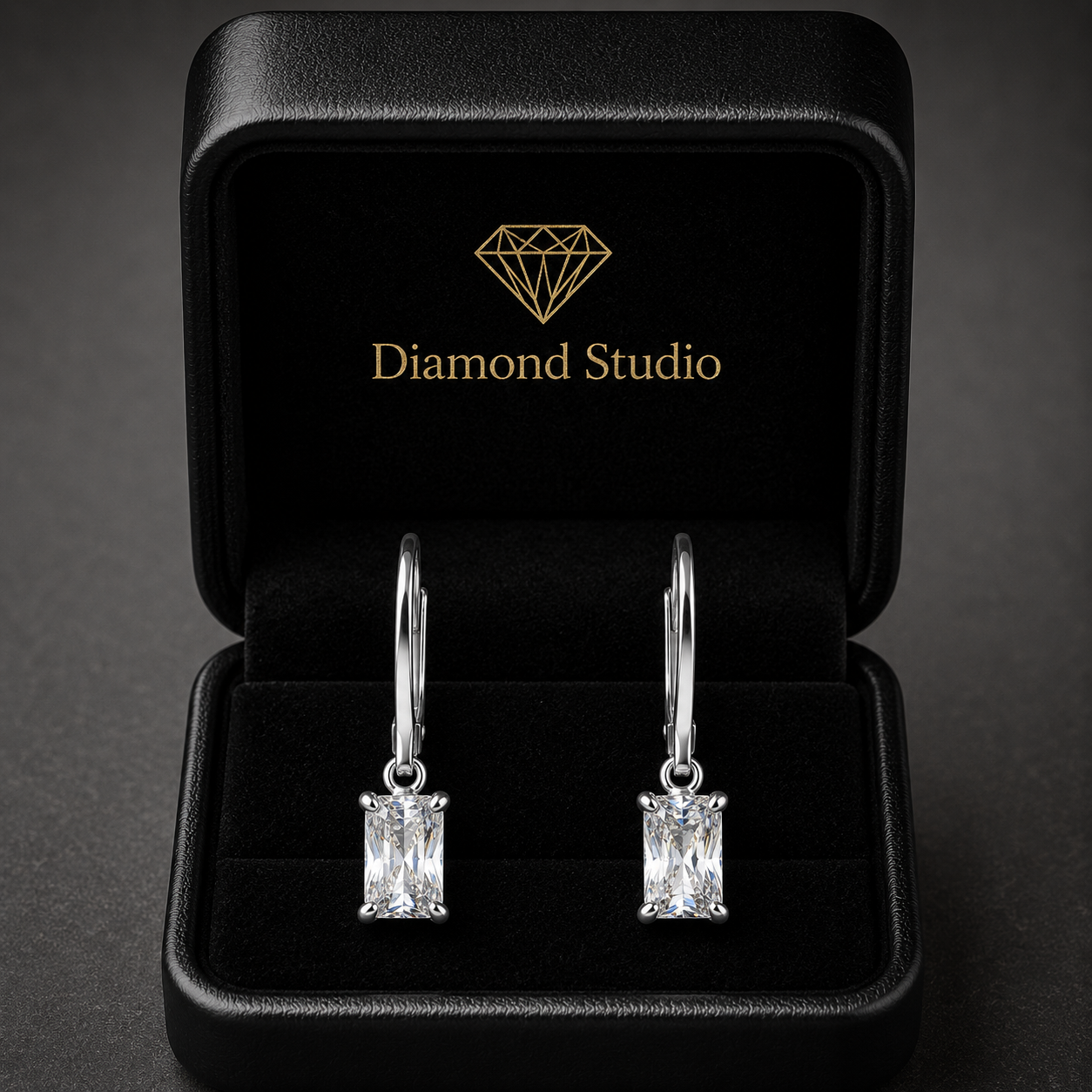 3 Ct Radiant Cut Diamond Earrings VS1 D Leverback White Gold 14k