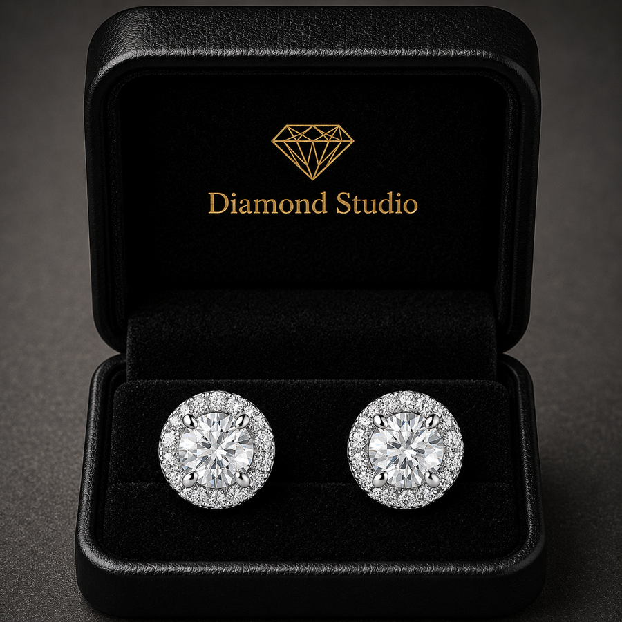 1.5 Ct Round Cut Stud Diamond Earrings VS1 D Screw Back White Gold 14k