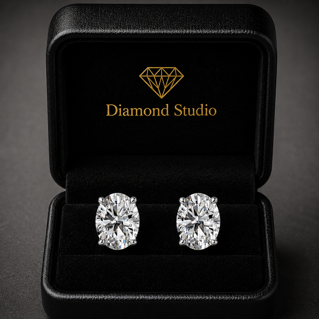 3 ct Oval Cut Stud Solitaire Butterfly Diamond Earrings VS1 D White Gold 14k