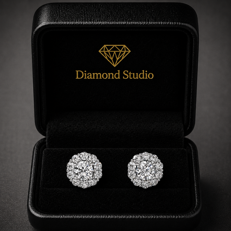 1.4 ct Round Cut Stud Prong Butterfly Diamond Earrings VS1 D White Gold 14k
