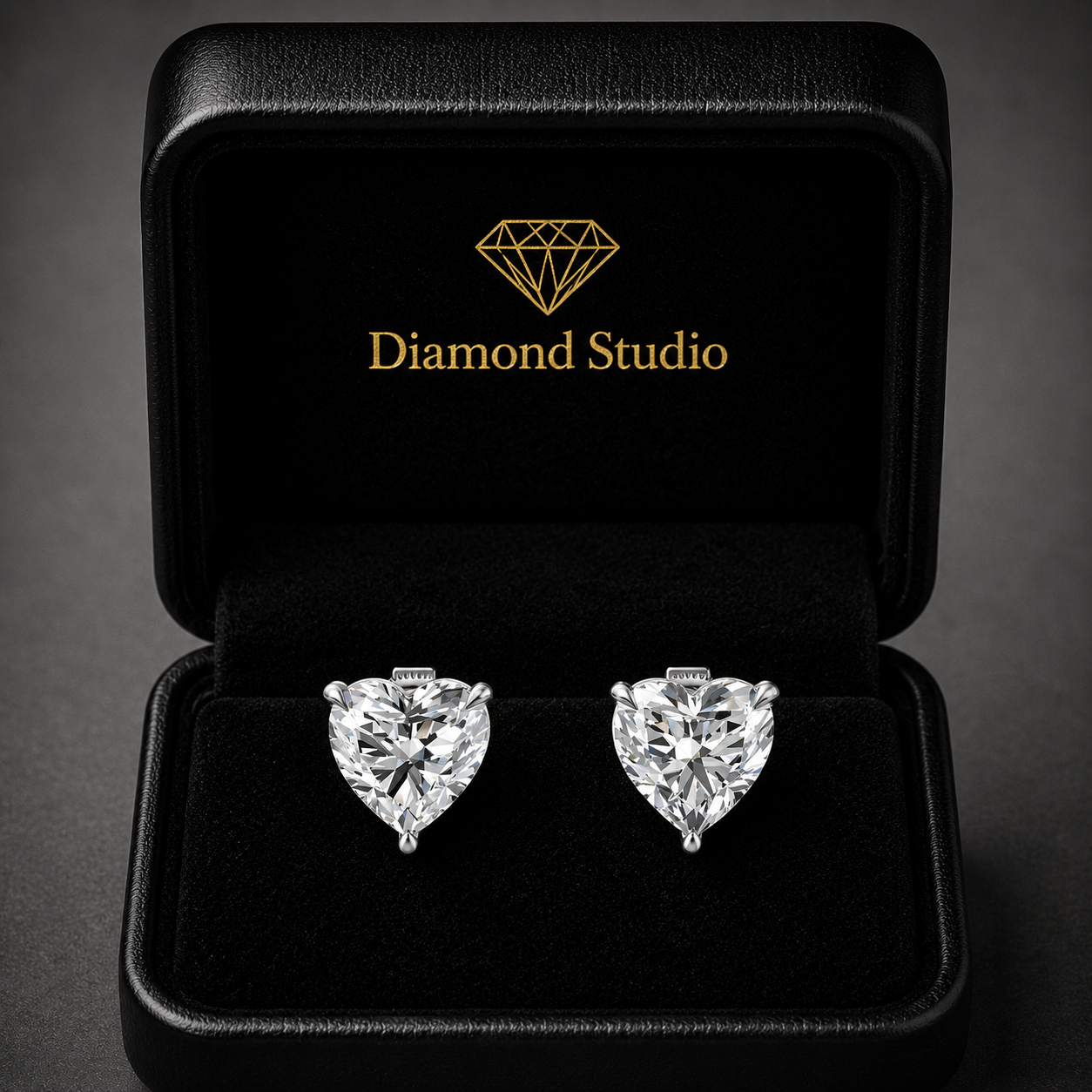 3 ct Heart Cut Stud Solitaire Butterfly Diamond Earrings VS1 D White Gold 14k