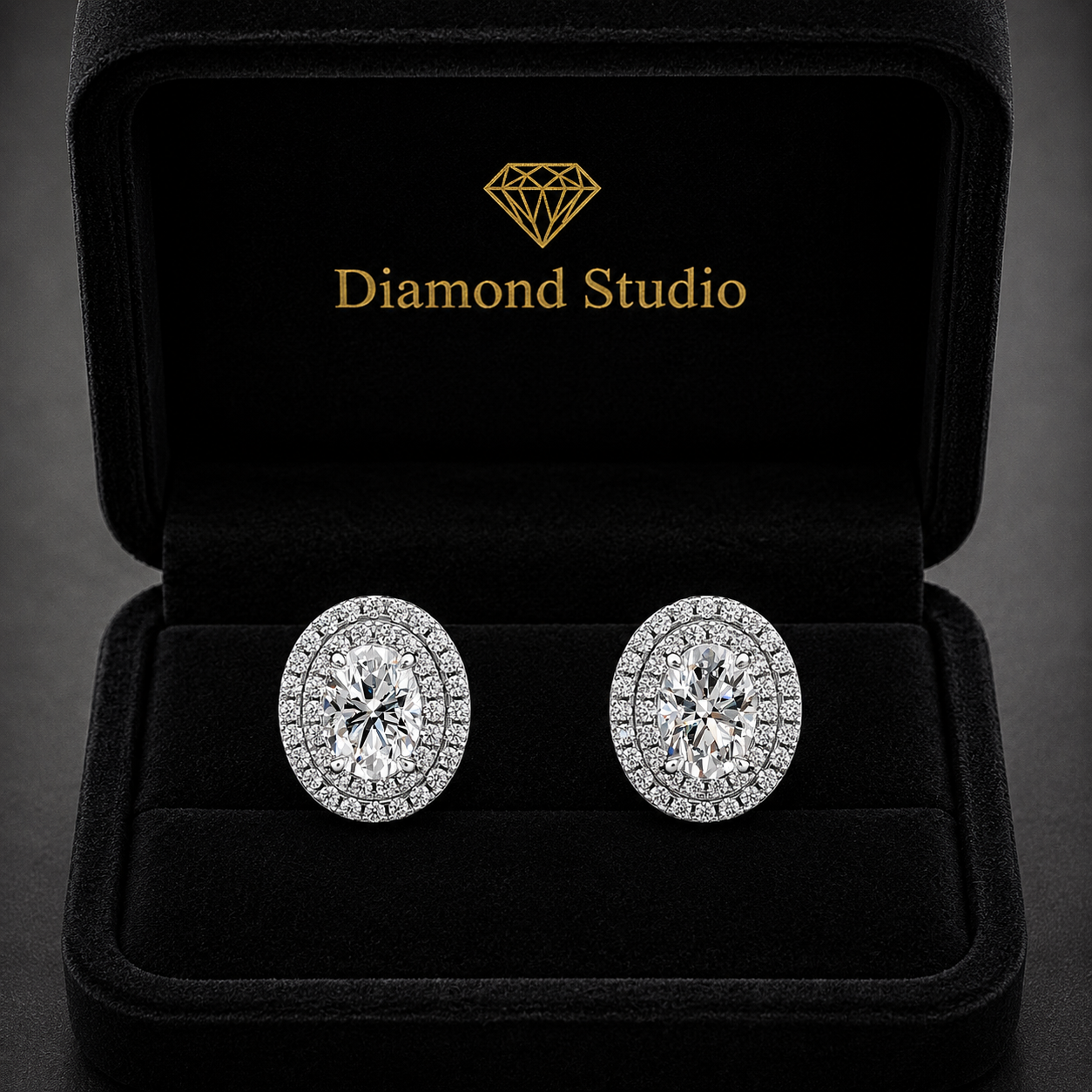 2.5 ct Oval Round Cut Stud Solitaire Diamond Earrings VS1 D White Gold 14k