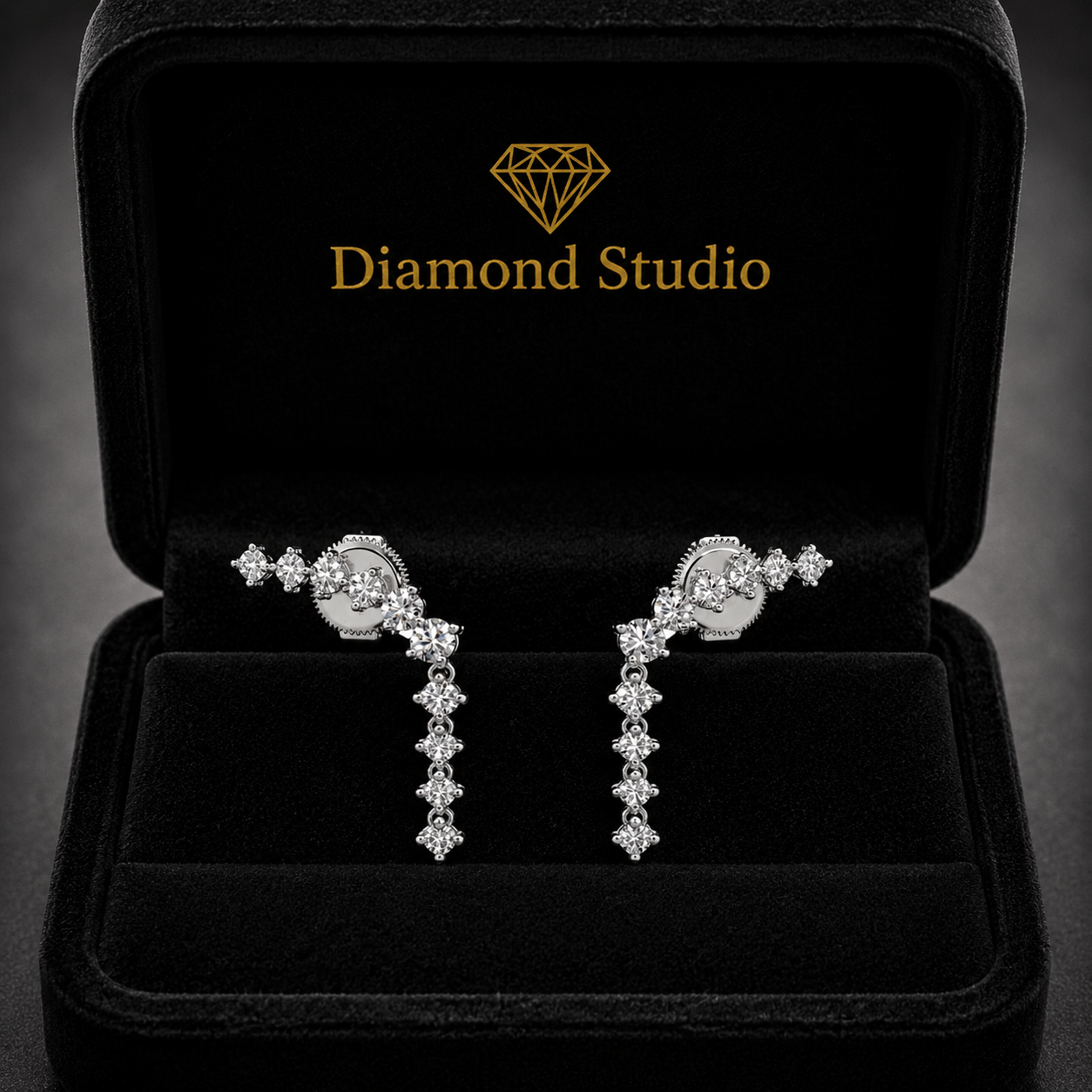 1.33 ct Round Cut Dangle/Drop Prong Diamond Earrings VS1 D White Gold 14k