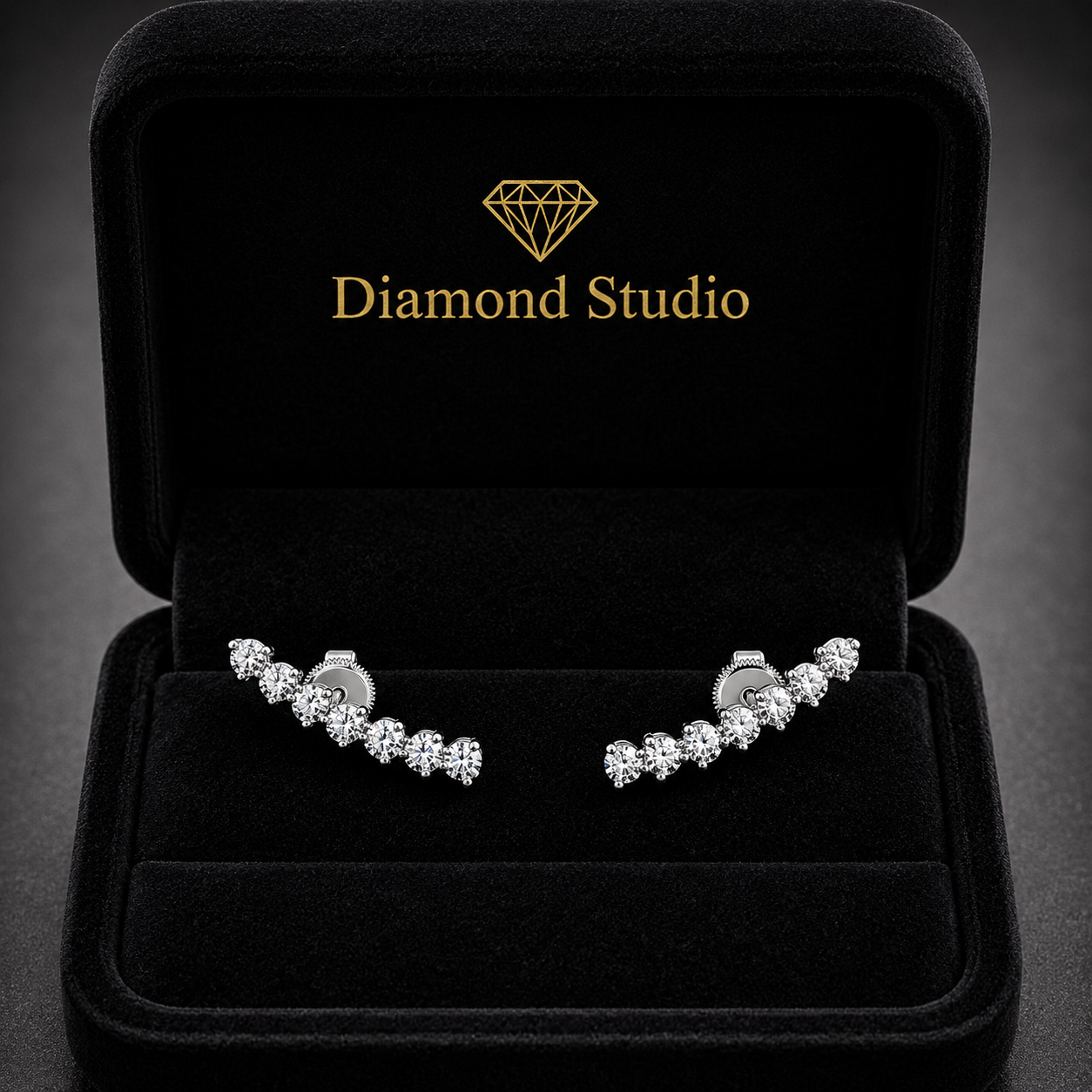 0.89 ct Round Cut Climber Prong Butterfly Diamond Earrings VS1 D White Gold 14k