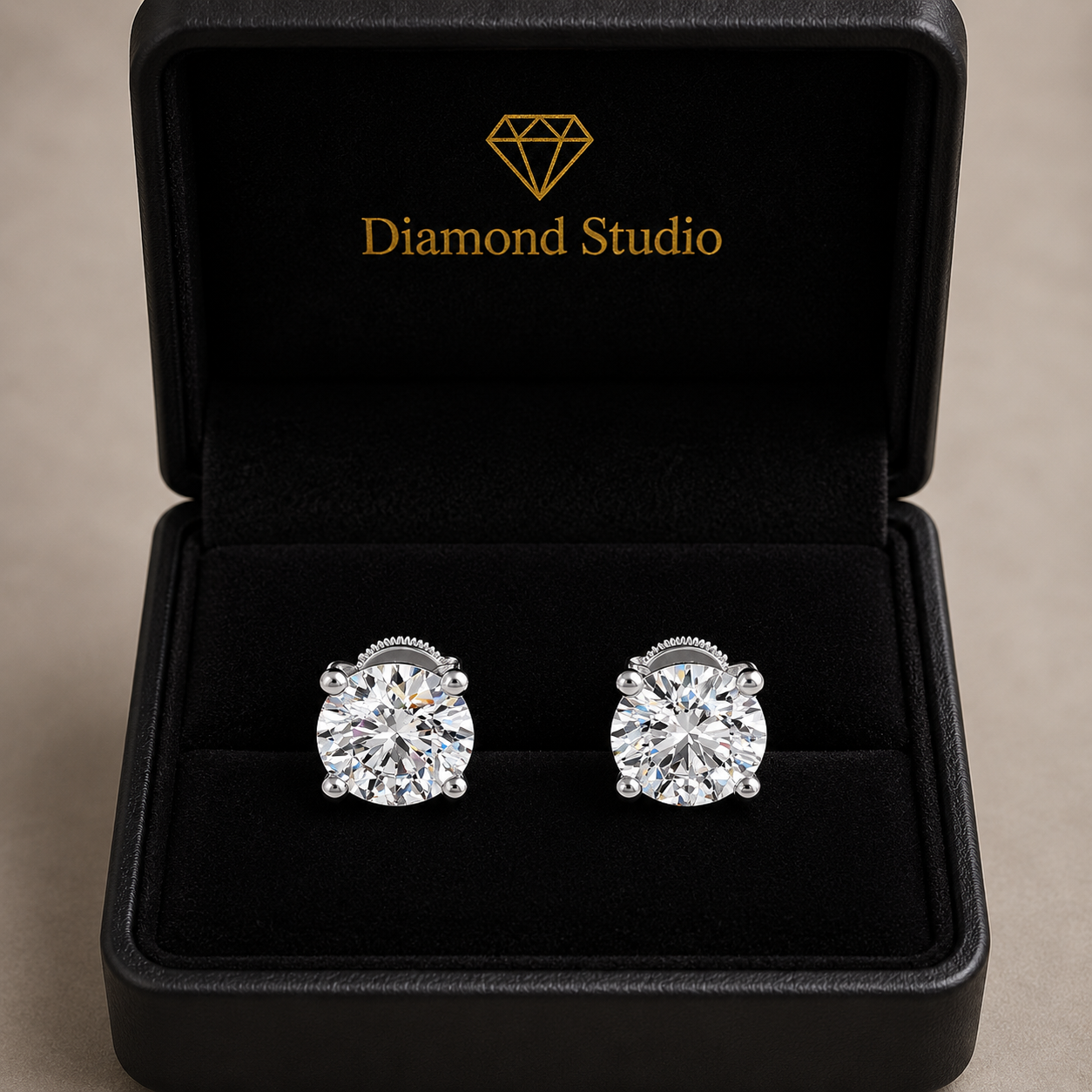 4 ct Round Cut Stud Solitaire Butterfly Diamond Earrings VS1 D White Gold 14k