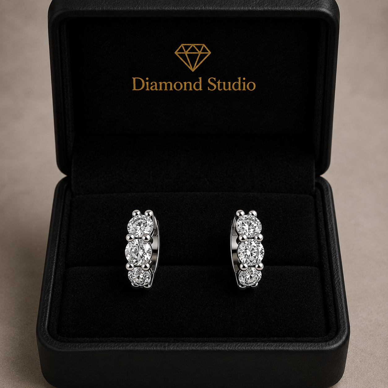 1.33 ct Round Cut Hoop Prong Hinged Diamond Earrings VS1 D White Gold 14k