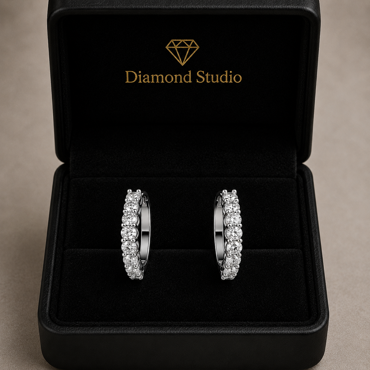 1.1 ct Round Cut Hoop Prong Hinged Diamond Earrings VS1 D White Gold 14k