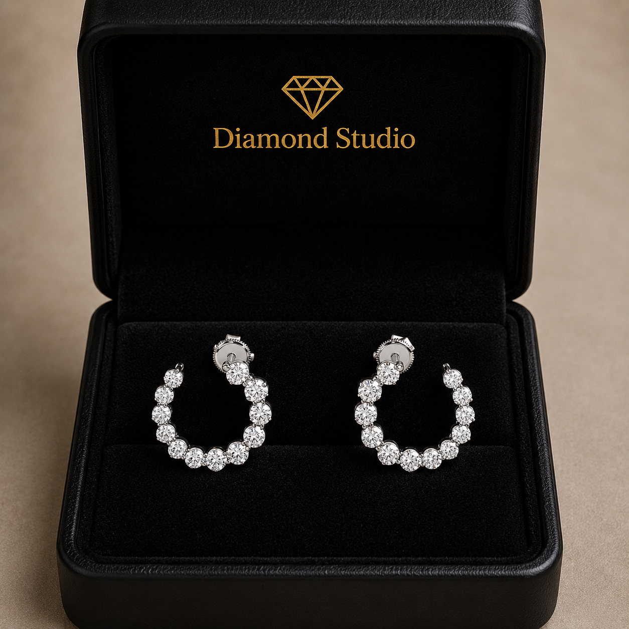 1.77 ct Round Cut Hoop Prong Butterfly Diamond Earrings VS1 D White Gold 14k