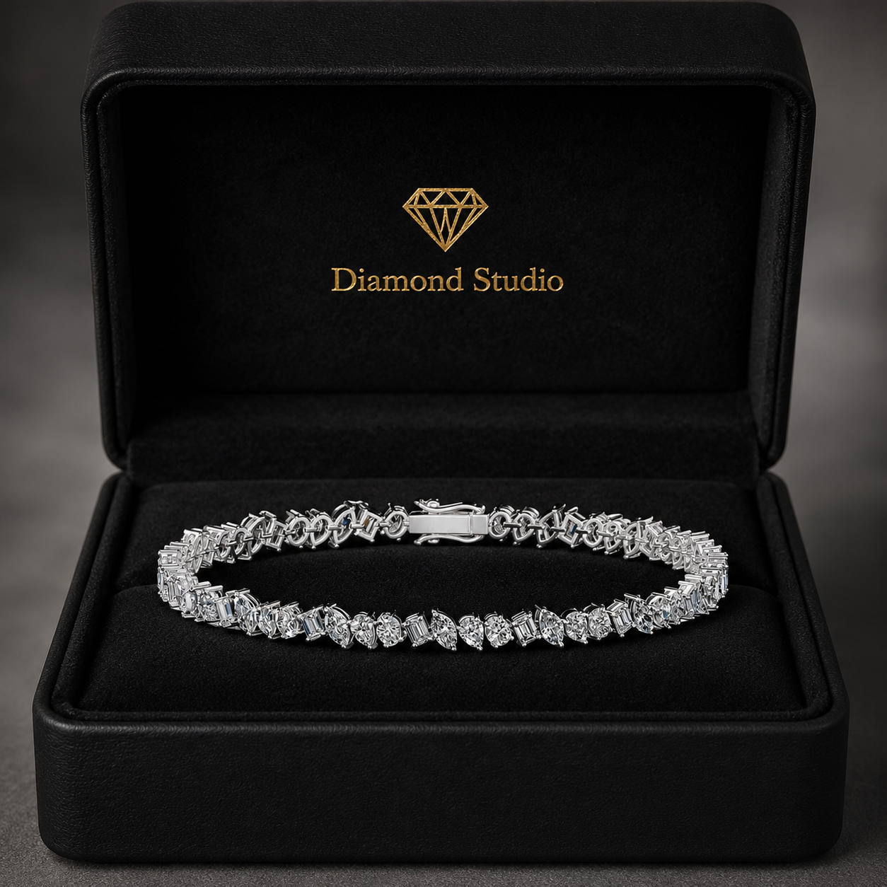 5.86 Carat Mixed Cut Diamond Tennis Bracelet VS1 D F White Gold 14k