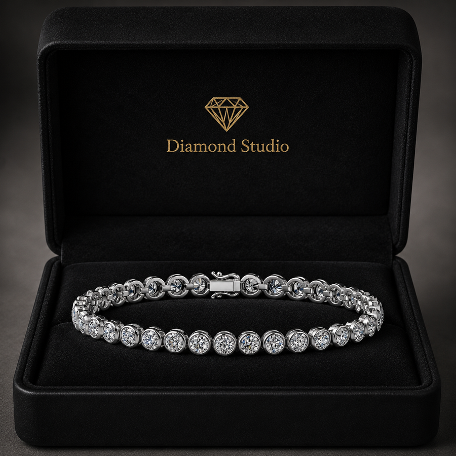 8.19 Carat Round Cut Diamond Tennis Bracelet VS1 D F White Gold 14k