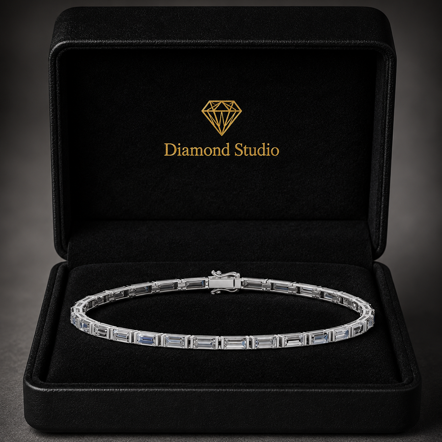 6.21 Carat Baguette Cut Diamond Tennis Bracelet VS1 D F White Gold 14k