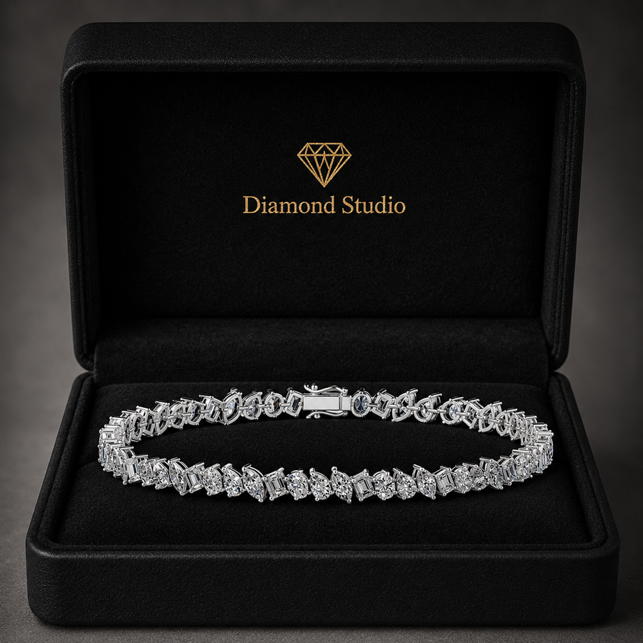 6.28 Carat Oval Cut Diamond Tennis Bracelet VS1 D F White Gold 14k