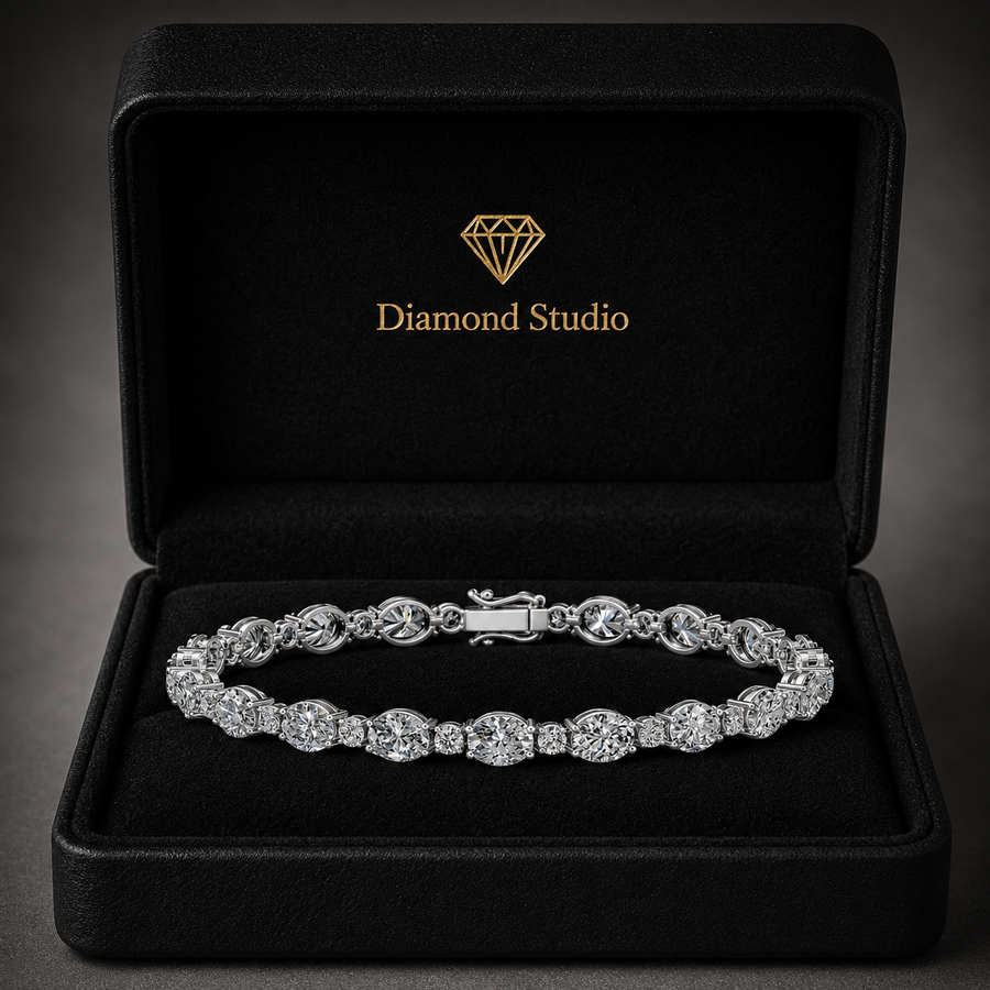 12 Carat Oval Round Cut Diamond Tennis Bracelet VS1 D F White Gold 14k