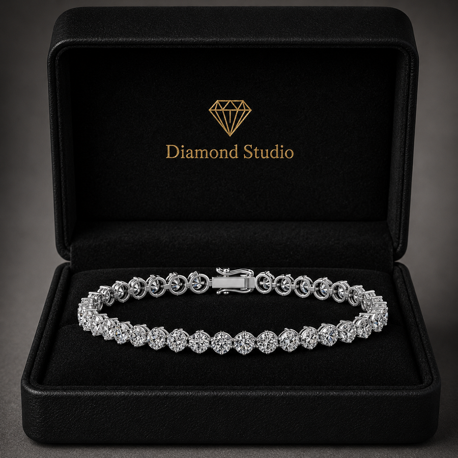 10.18 Carat Oval Cut Diamond Tennis Bracelet VS1 D F White Gold 14k