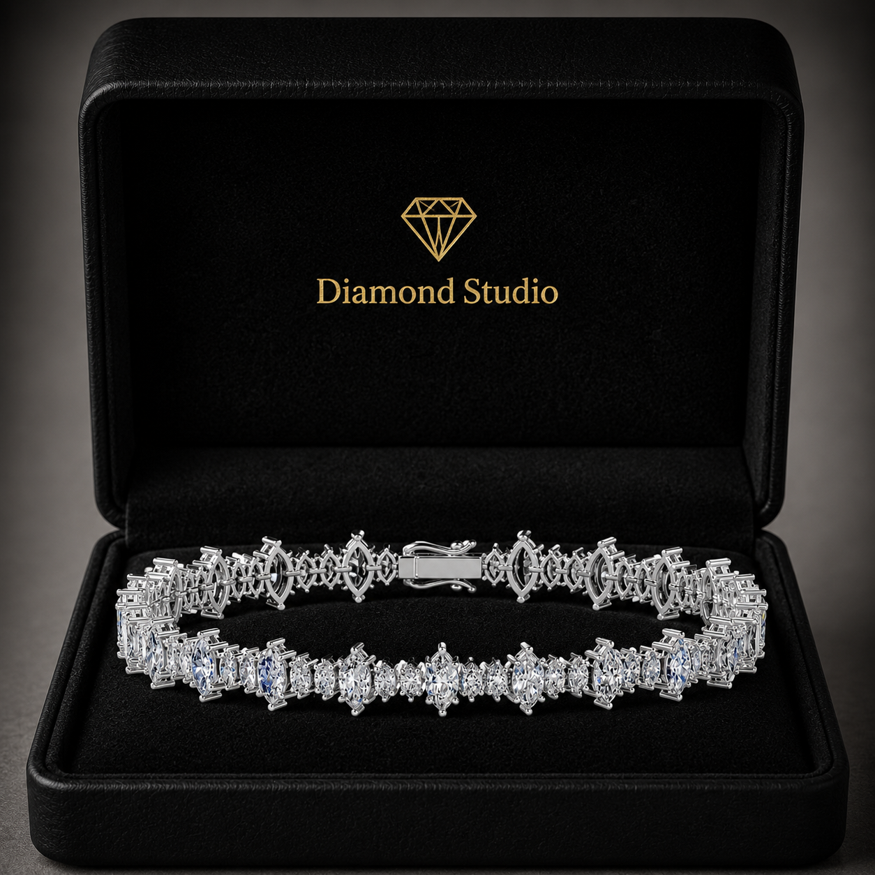 6.9 Carat Marquise Cut Diamond Tennis Bracelet VS1 D F White Gold 14k