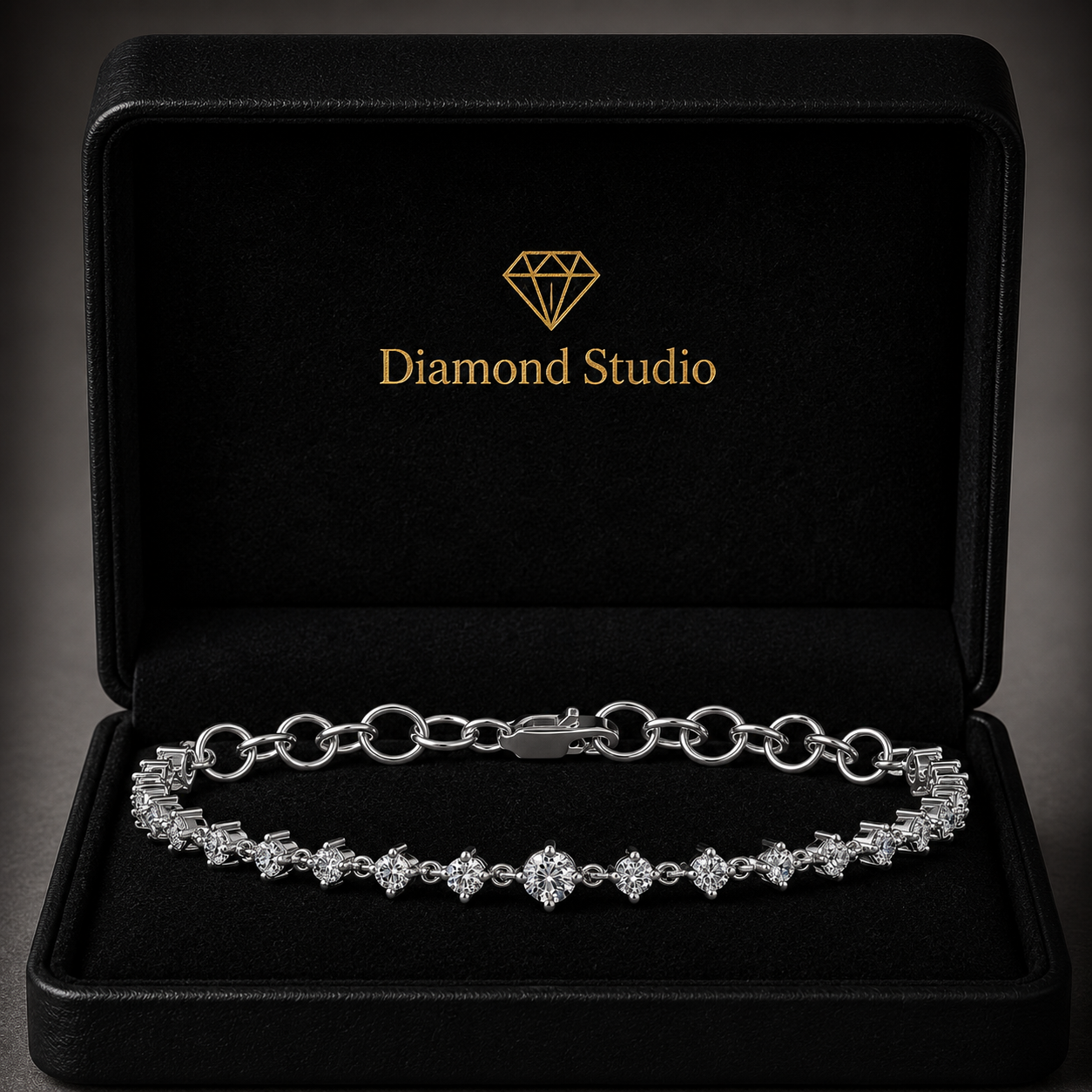 2.44 Carat Round Cut Diamond Chain Bracelet VS1 D F White Gold 14k