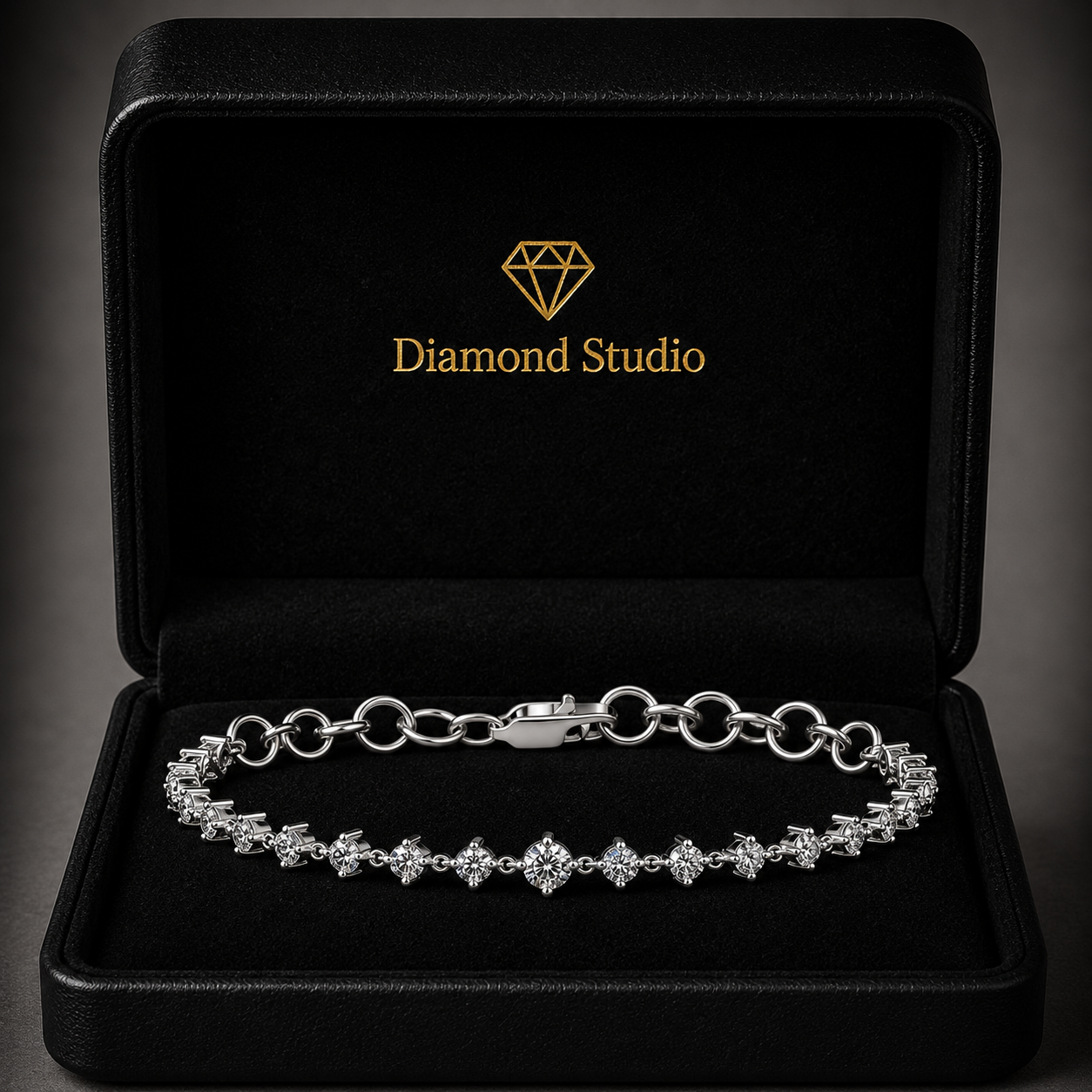 1.73 Carat Round Cut Diamond Chain Bracelet VS1 D F White Gold 14k