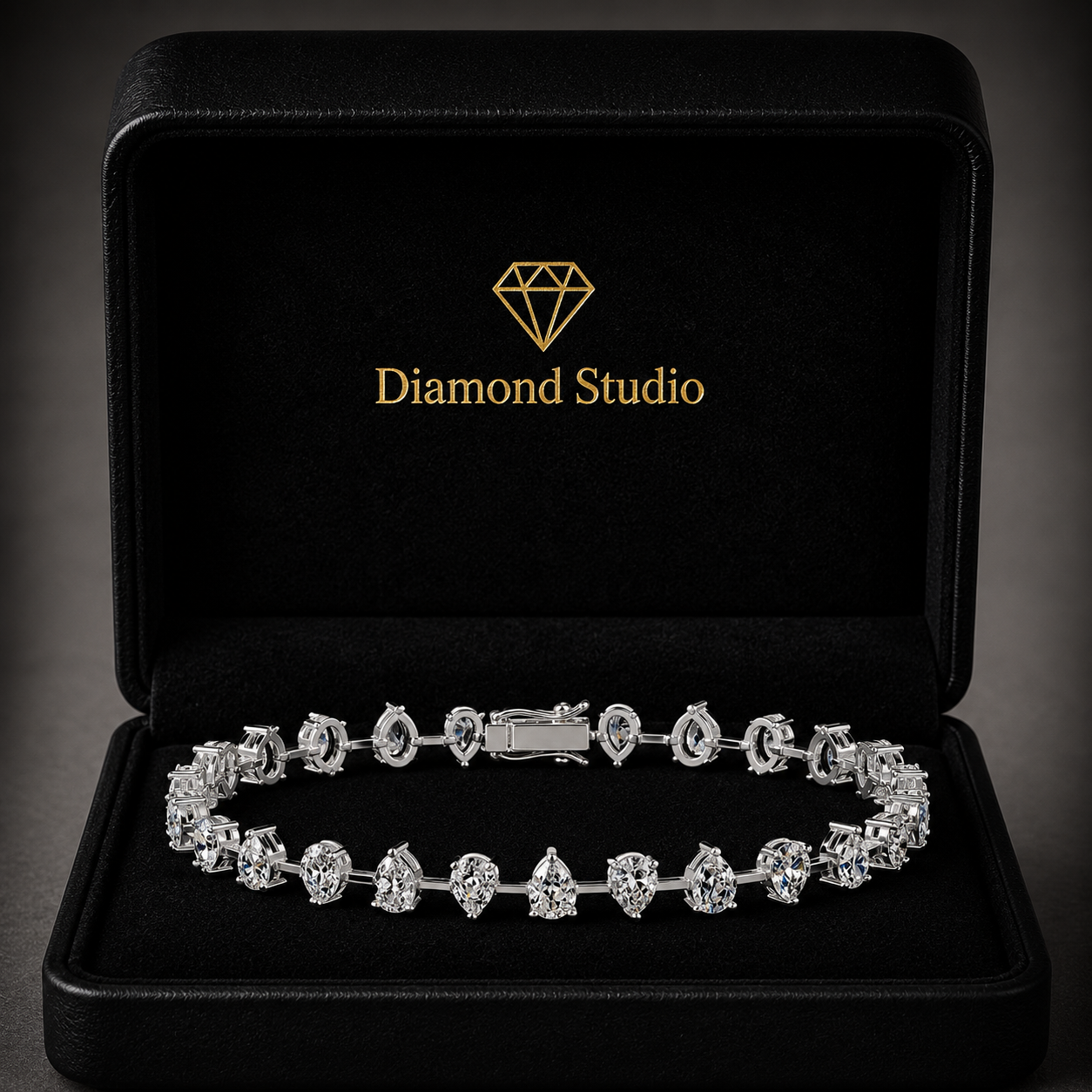 5.64 Carat Pear Cut Diamond Bangle Bracelet VS1 D F White Gold 14k