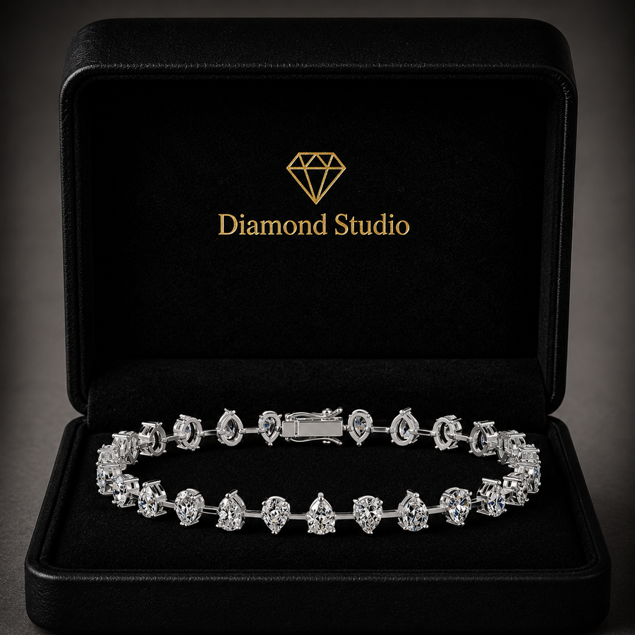 5.64 Carat Pear Cut Diamond Bangle Bracelet VS1 D F White Gold 14k