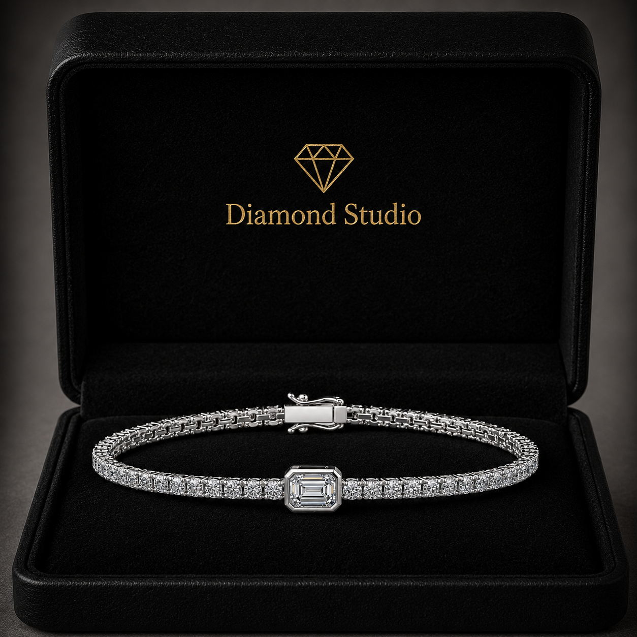 5.28 Carat Emerald Cut Diamond Tennis Bracelet VS1 D F White Gold 14k