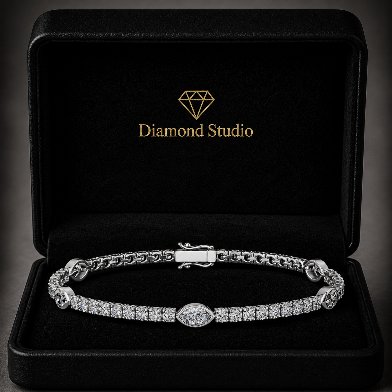 5.95 Carat Marquise Cut Diamond Tennis Bracelet VS1 D F White Gold 14k