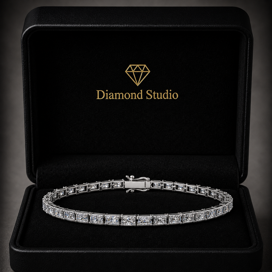 10.13 Carat Radiant Cut Diamond Tennis Bracelet VS1 D F White Gold 14k