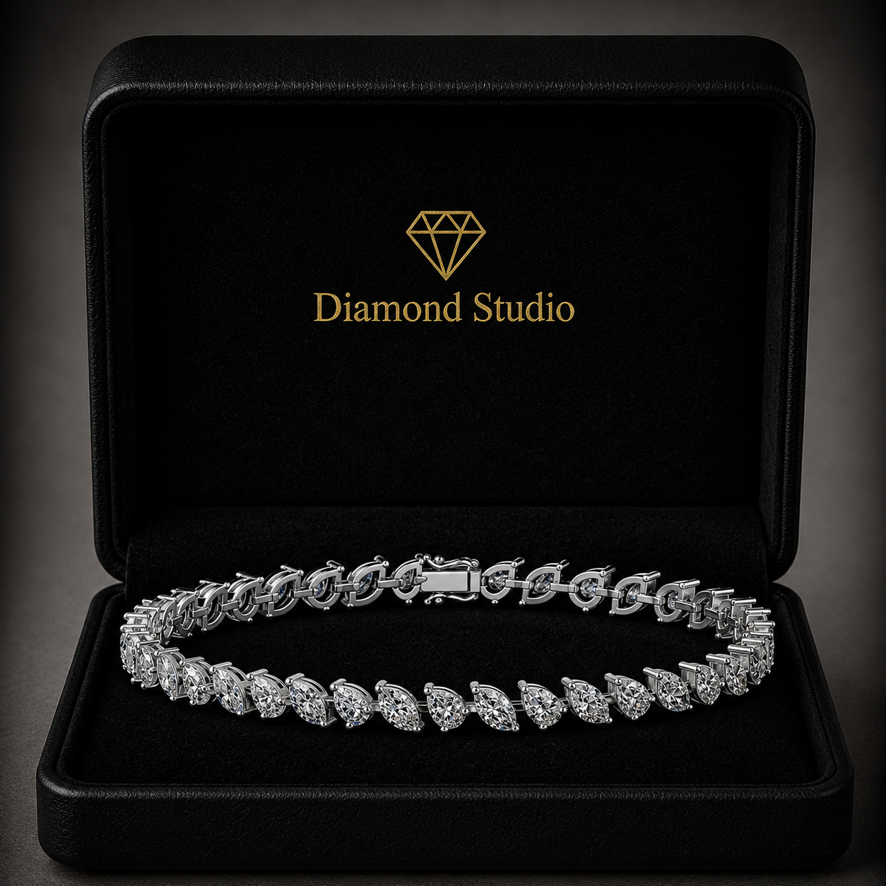 6.03 Carat Pear Cut Diamond Tennis Bracelet VS1 D F White Gold 14k