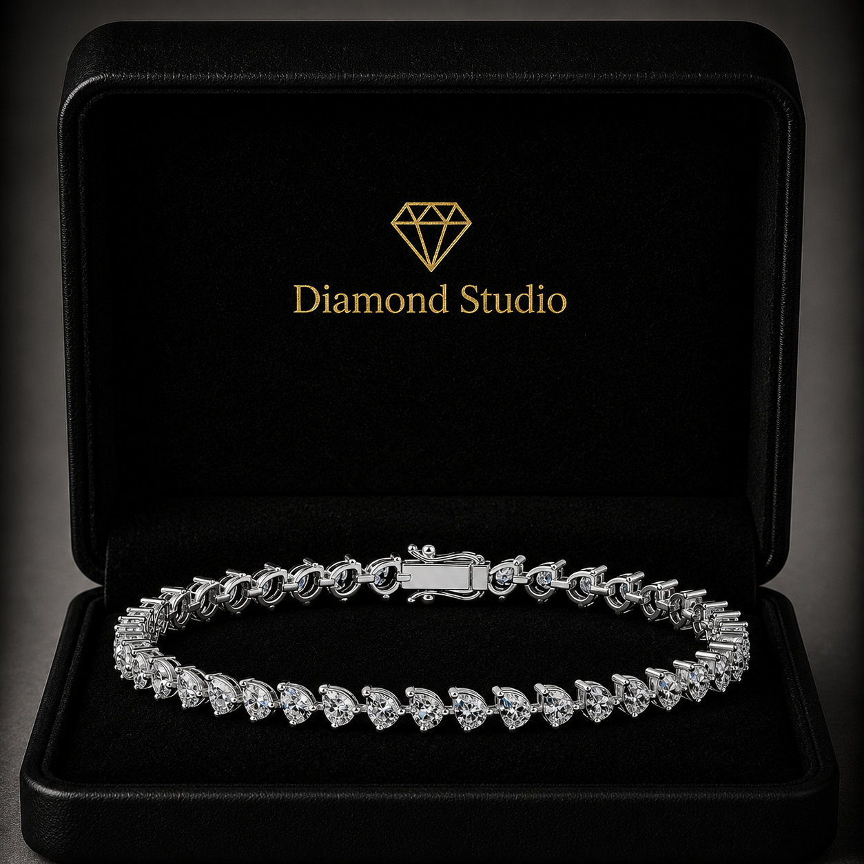 5.09 Carat Pear Cut Diamond Tennis Bracelet VS1 D F White Gold 14k