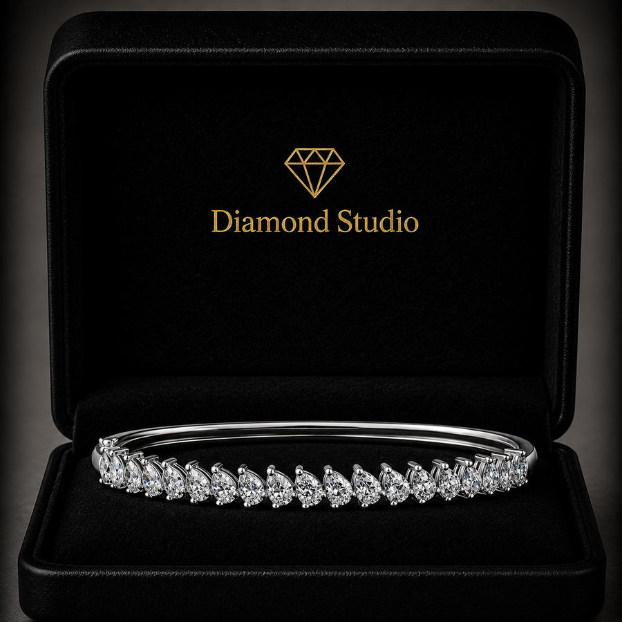 4.66 Carat Round Cut Diamond Bangle Bracelet VS1 D F White Gold 14k