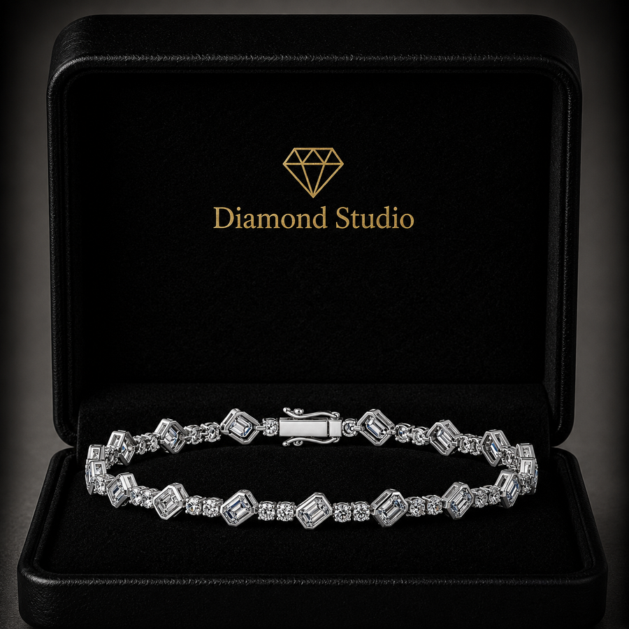 4.78 Carat Emerald Cut Diamond Tennis Bracelet VS1 D F White Gold 14k