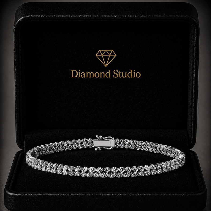 3.7 Carat Round Cut Diamond Tennis Bracelet VS1 D F White Gold 14k