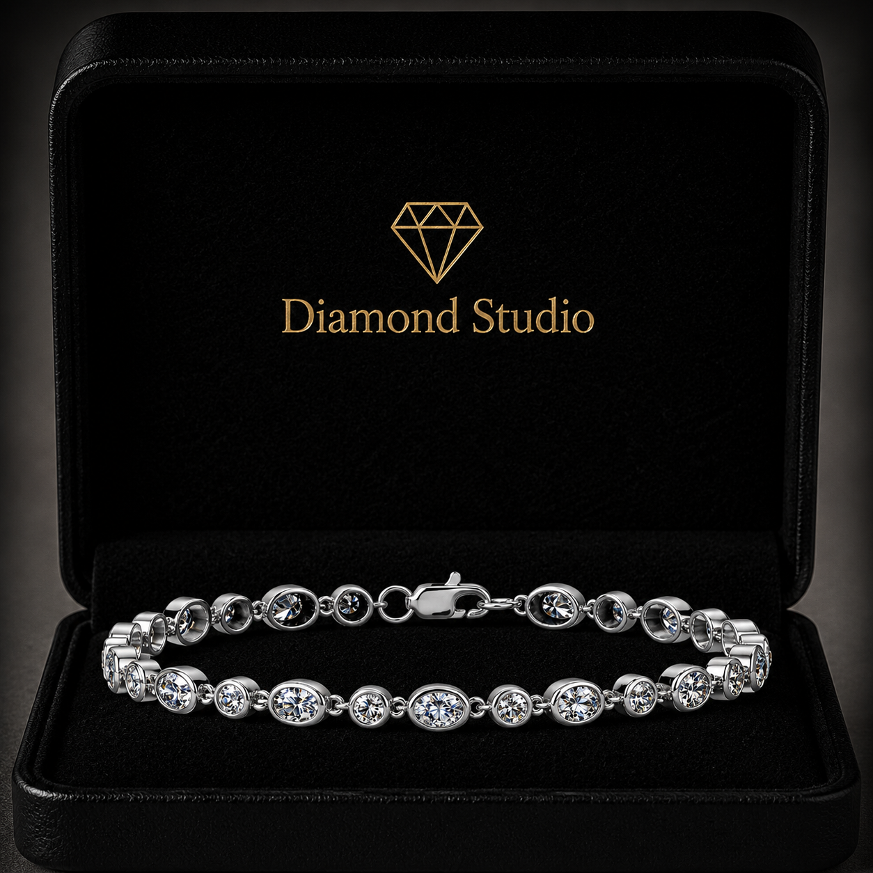 3.38 Carat Oval Round Cut Diamond Tennis Bracelet VS1 D F White Gold 14k