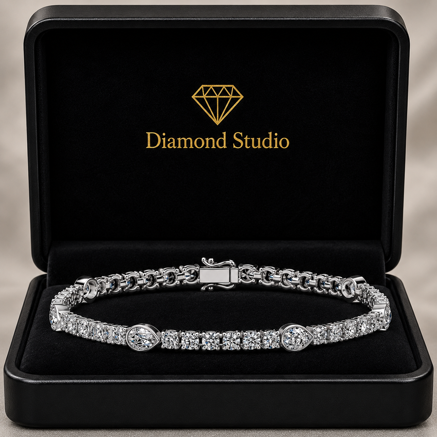 9.08 Carat Marquise Cut Diamond Tennis Bracelet VS1 D F White Gold 14k