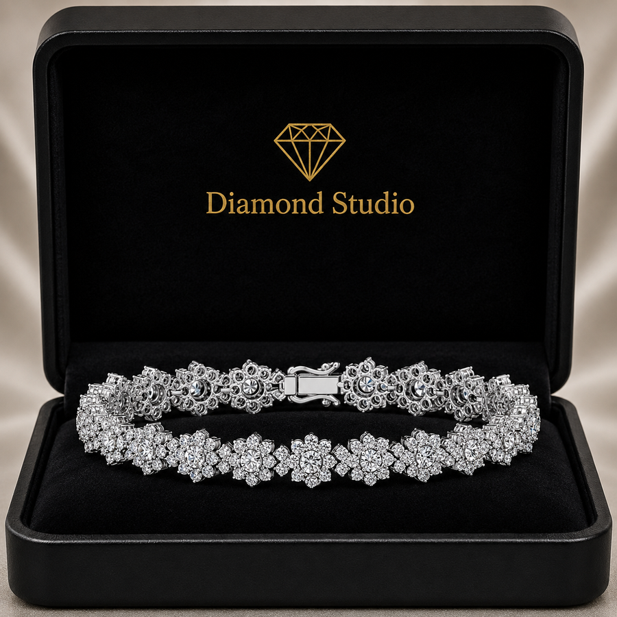7.16 Carat Round Cut Diamond Tennis Bracelet VS1 D F White Gold 14k