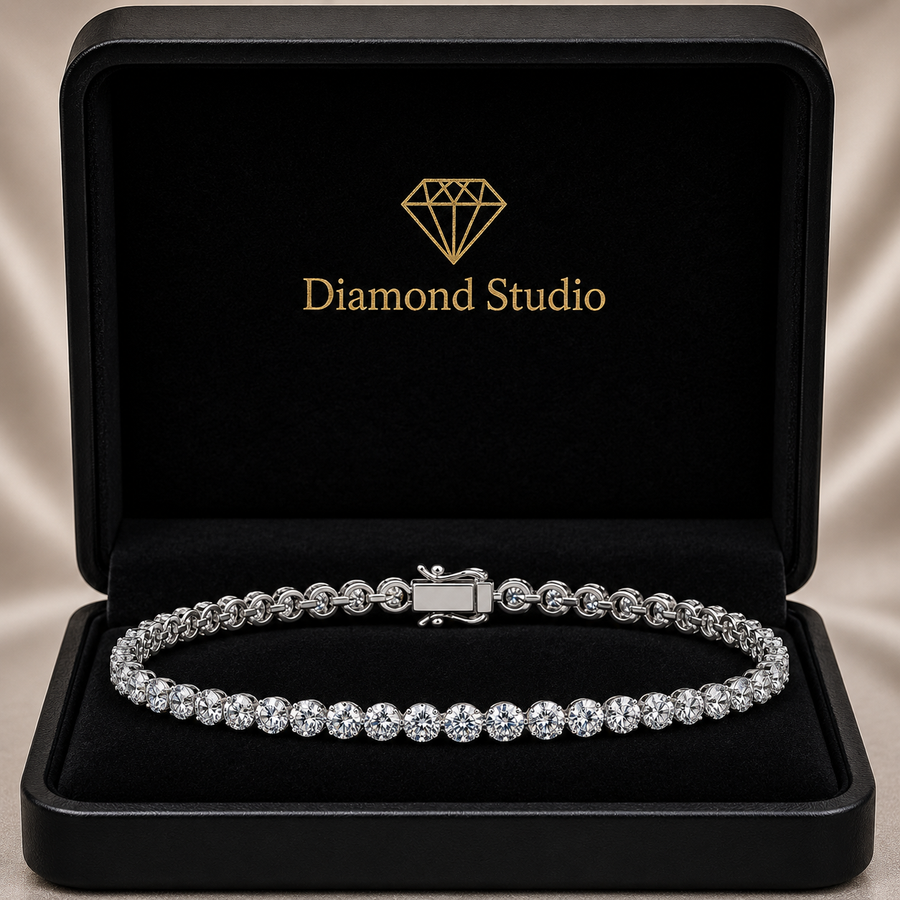 3.97 Carat Round Cut Diamond Tennis Bracelet VS1 D F White Gold 14k