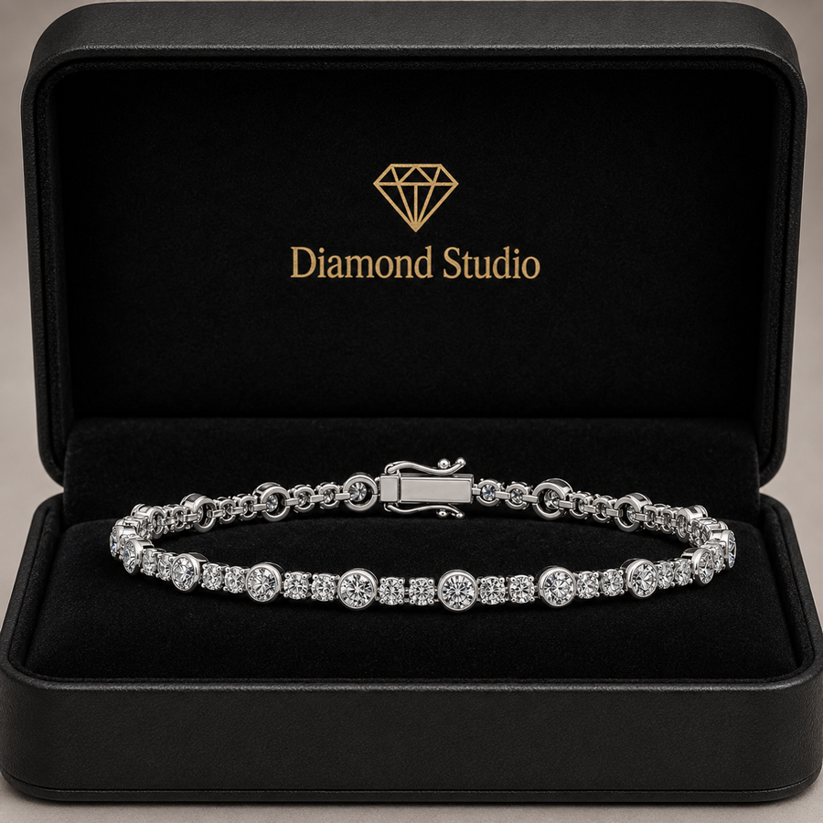 5.02 Carat Round Cut Diamond Tennis Bracelet VS1 D F White Gold 14k